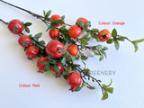 F0265 Artificial Pomegranate Fruit Spray 88cm Red / Orange | ARTISTIC GREENERY 石榴