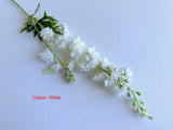 White - F0317-S91 Artificial Delphinium / Larkspur / Stock Flower Stem 84cm Yellow / White / Blue | ARTISTIC GREENERY