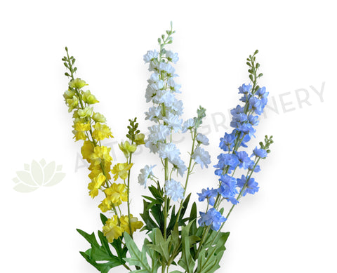 F0317-S91 Artificial Delphinium / Larkspur / Stock Flower Stem 84cm Yellow / White / Blue | ARTISTIC GREENERY