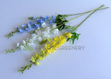 F0317-S91 Artificial Delphinium / Larkspur / Stock Flower Stem 84cm Yellow / White / Blue | ARTISTIC GREENERY