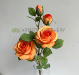 F0338N Artificial Queen Rose Spray 70cm Orange | ARTISTIC GREENERY