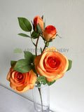 F0338N Artificial Queen Rose Spray 70cm Orange | ARTISTIC GREENERY