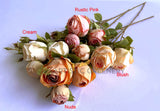 F0379 Artificial Rustic Cabbage Rose Spray 64cm Available in 4 Colours | ARTISTIC GREENERY