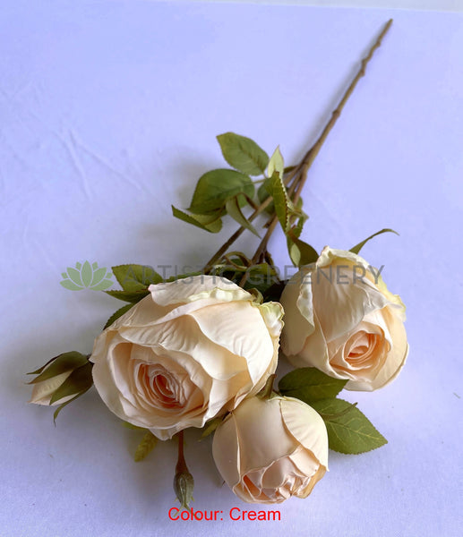 F0379 Artificial Rustic Cabbage Rose Spray 64cm Available in 4 Colours ...