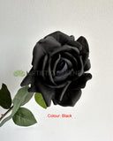 Black - F0391 Latex Single Rose Stem (Open) 75cm Pink / Light Blue / Brown / Black | ARTISTIC GREENERY 