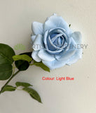 Light Blue - F0391 Latex Single Rose Stem (Open) 75cm Pink / Light Blue / Brown / Black | ARTISTIC GREENERY 