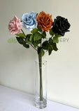 F0391 Latex Single Rose Stem (Open) 75cm Pink / Light Blue / Brown / Black | ARTISTIC GREENERY 