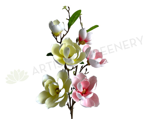 F0309S Silk Magnolia Spray (Small) 81cm Pink / White | ARTISTIC GREENERYF0421 Artificial Large Magnolia Spray 95cm Pink / White | ARTISTIC GREENERY