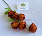 Burnt Orange - F0425 Artificial Cabbage Rose / Ranunculus Spray 69cm 4 colours | ARTISTIC GREENERY