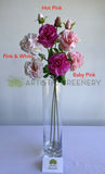F0427 Silk Rose Garden Rose Spray 64cm Pink & White / Hot Pink / Baby Pink | ARTISTIC GREENERY