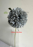GREY BLUE - F0429 Artificial Pom Pom Chrysanthemum Stem 52cm 6 Colours | ARTISTIC GREENERY