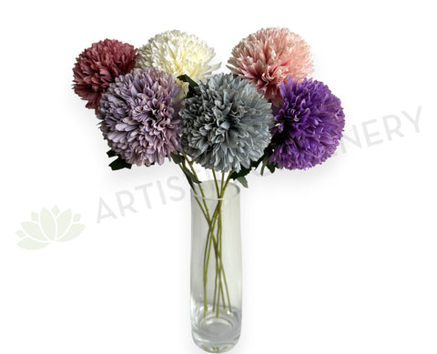F0429 Artificial Pom Pom Chrysanthemum Stem 52cm 6 Colours | ARTISTIC GREENERY