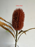 RED - F0436 Artificial Dried Style Banksia Serrata 62cm Brown / Red | ARTISTIC GREENERY