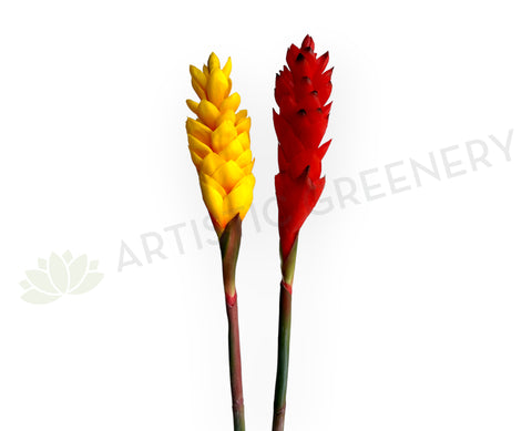 F0440 Artificial Aphelandra (Bromelia Flowers) 80cm Yellow / Red | ARTISTIC GREENERY