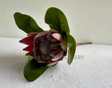 F0441 Faux King Protea Single Stem 52cmcm Dusty Red / White | ARTISTIC GREENERY