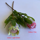 F0442 Artificial Small King Protea (Half Open) Single Stem 52cmcm Pink / Light Pink | ARTISTIC GREENERY
