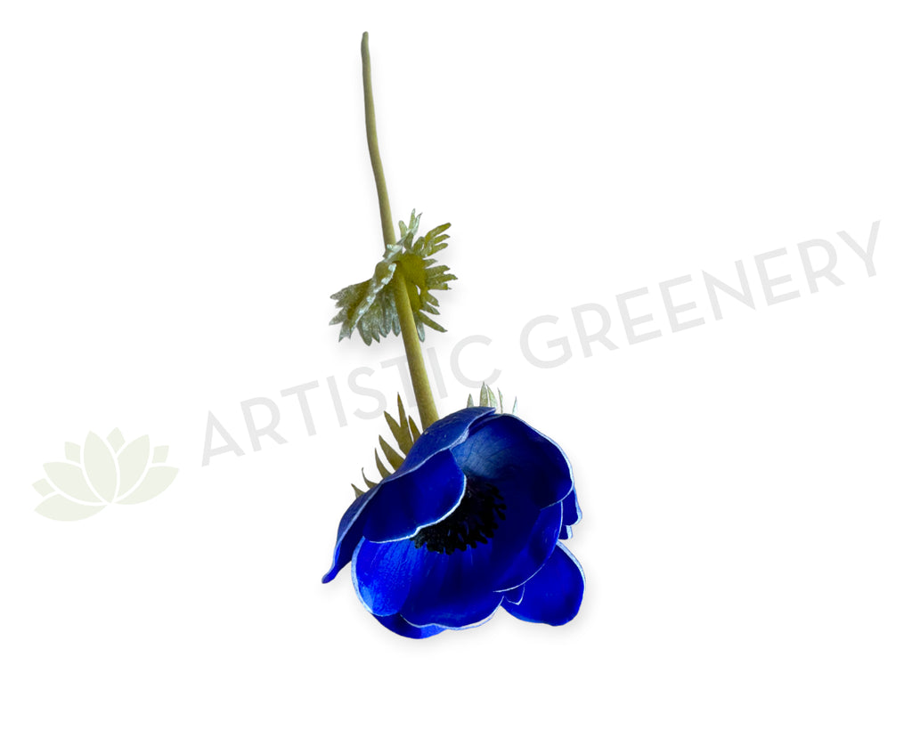F0446 Artificial Blue Anemone Single Stem 50cm Vibrant Blue ARTISTIC GREENERY Artistic Greenery
