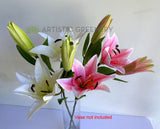 F0455 Artificial Lily Spray 79cm White / Pink | ARTISTIC GREENERY