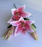 F0455 Artificial Lily Spray 79cm White / Pink | ARTISTIC GREENERY