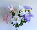 F0487 Artificial Lisianthus Spray 53cm Light Pink / White / Light Purple | ARTISTIC GREENERY 桔梗