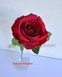 F0489 Faux Velvet Rose Stem 45cm Red | ARTISTIC GREENERY