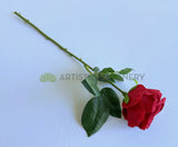 F0489 Faux Velvet Rose Stem 45cm Red | ARTISTIC GREENERY