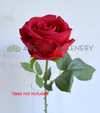 F0489 Faux Velvet Rose Stem 45cm Red | ARTISTIC GREENERY