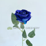 F0491 Artificial Velvet Blue Rose Stem 51cm | ARTISTIC GREENERY