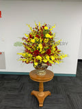 FA1131 - Yellow & Red Orchids & Roses Floral Arrangement 100cm Tall (Ref: Roshana)