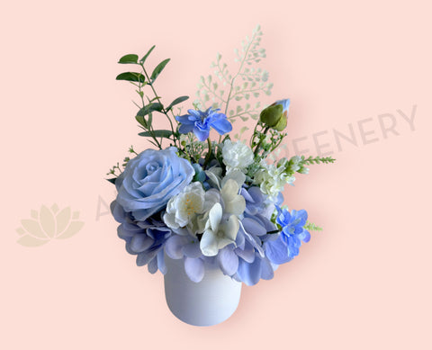 FA1140 - Blue & White Small Flower Arrangement 35cm tall| ARTISTIC GREENERY