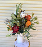 FA1143 - Mixed Style (Orange & Red) Floral Arrangement 55cm Tall (Ref: Dieter - for Medical Reception) | ARTISTIC GREENERY