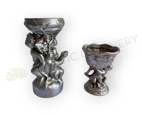 Decorative Angel Fiberglass Vase Silver Colour - (Code: FG-197 & 198) SPECIAL | ARTISTIC GREENERY