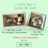 Corsage & Buttonhole - White Orchid with Black Ribbons- CB0030 - $56/set