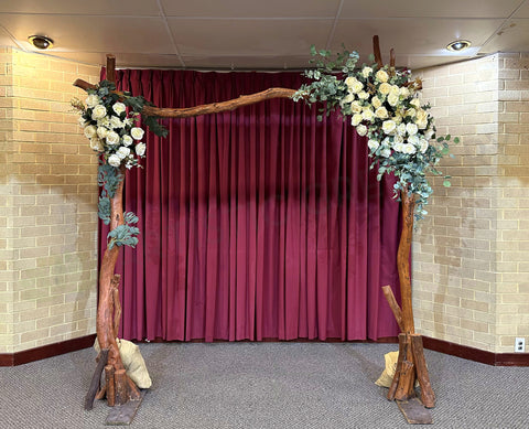 For Hire - Timber Arbor with White Roses 275cm (Code: HI0049R) Ceremony Arbor | ARTISTIC GREENERY