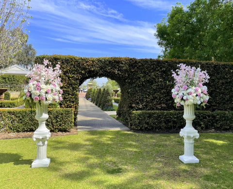 For Hire - Urn Arrangement (White & Pink) Code: HI0057 Roman Style Ceremony Hire Perth | ARTISTIC GREENERY