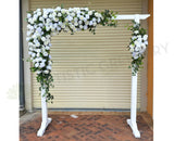 For Hire - White Wooden Wedding Arbor with Flowers (Code: HI0062)