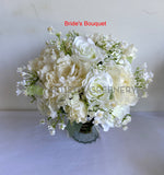 Brides Bouquet - Round Bouquet - White - Lorin D | ARTISTIC GREENERY Perth Silk Flowers Florist