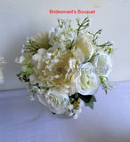 Bridesmaids Bouquet - Round Bouquet - White - Lorin D | ARTISTIC GREENERY Perth Silk Flowers Florist