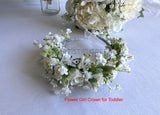 Flower girl crown silk flowers - Round Bouquet - White - Lorin D | ARTISTIC GREENERY Perth Silk Flowers Florist