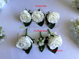 Buttonholes - Round Bouquet - White - Lorin D | ARTISTIC GREENERY Perth Silk Flowers Florist