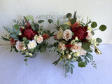 Faux Flower Round Bouquet - Red & Cream - Caitlin B | ARTISTIC GREENERY 