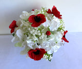 Cemetery Flowers (Red Poppies & White) Mausoleum Flowers 27 x 40 cm - SYM0056