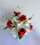 Cemetery Flowers (Red Poppies & White) Mausoleum Flowers 27 x 40 cm - SYM0056