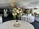 For Hire - Grand Floral Centrepiece on Gold Stand 60cm Pink & White (Code: HI0056) Gloria | ARTISTIC GREENERY