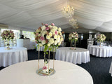 For Hire - Grand Floral Centrepiece on Gold Stand 60cm Pink & White (Code: HI0056) Gloria