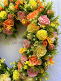 Spring Colour Floral Wreath (Heart Shape) 35cm / 60cm - SYM0055HEART