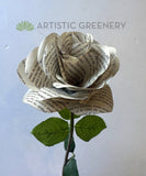 Bespoke Paper Flower Stem / Buttonhole (made-to-order) Ref: Cass R Paper Rose Bouquet | ARTISTIC GREENERY
