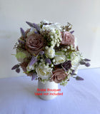 Silk Flowers Wedding Bouquets PERTH Round Bouquet - Purple & White - Selesa | ARTISTIC GREENERY