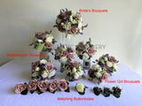 Silk Flowers Wedding Bouquets PERTH Round Bouquet - Purple & White - Selesa | ARTISTIC GREENERY