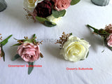 Silk Flowers Round Bouquet - Burgundy White & Dusty Pink - Annie L | ARTISTIC GREENERY